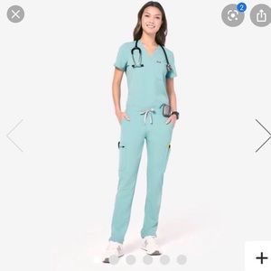 Figs Yola Skinny Scrub Pants - Seaglass Blue